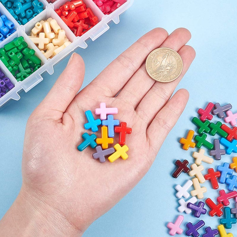 PH PandaHall 300pcs Acrylic Cross Beads 15 Color Colorful Cross Charm Easter Beads Loose Beads for Easter Eid Mubarak Ramadan Decoration Necklace Earring Bracelet Jewelry Making - Image 4